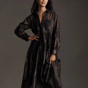 New w/o Tags - Anthropologie Pilcro Long Sleeve Metallic High- low dress